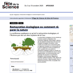Conférence Fête de la Science 2025 "Restauration écologique ou comment réparer la nature"